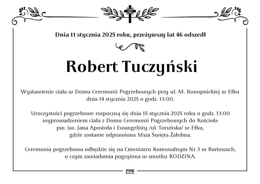 Robert Tuczyński - nekrolog